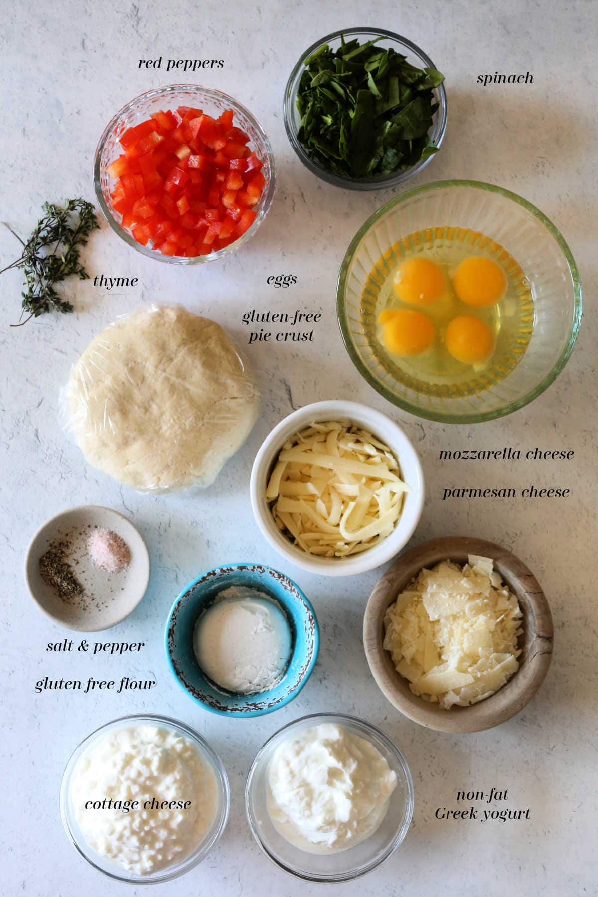 ingredients for a quiche for breakfast