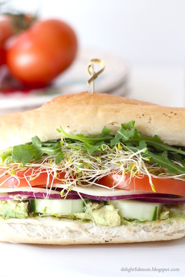 raw vegetable sandwich