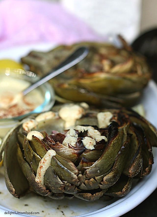 Grilled Artichoke With Cashew Cheese Dip