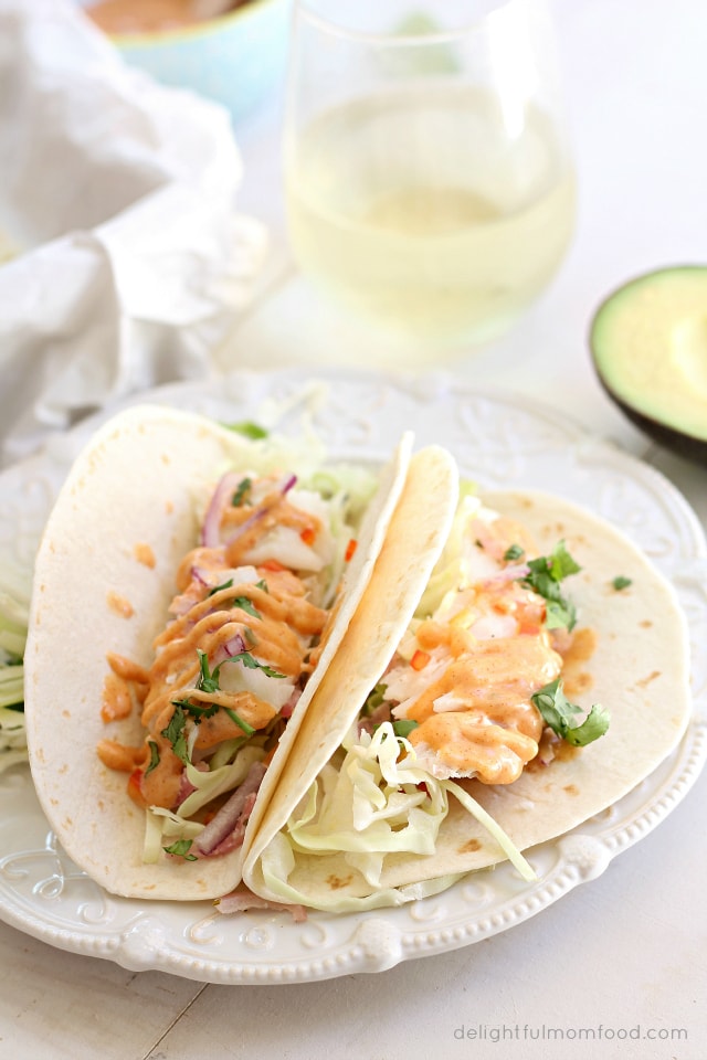 Fish tacos made with cod fish