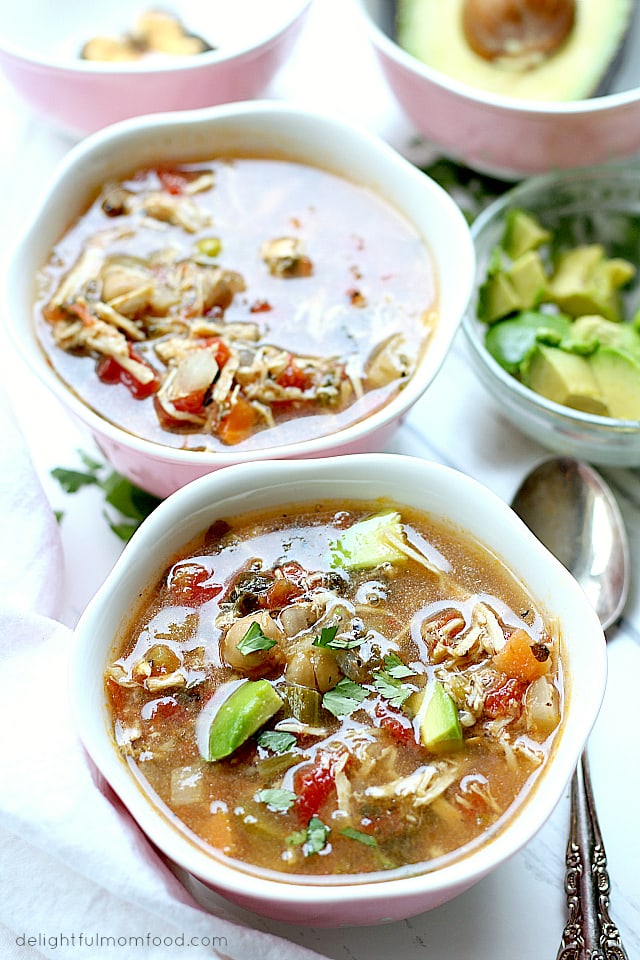Chicken soup in bowls