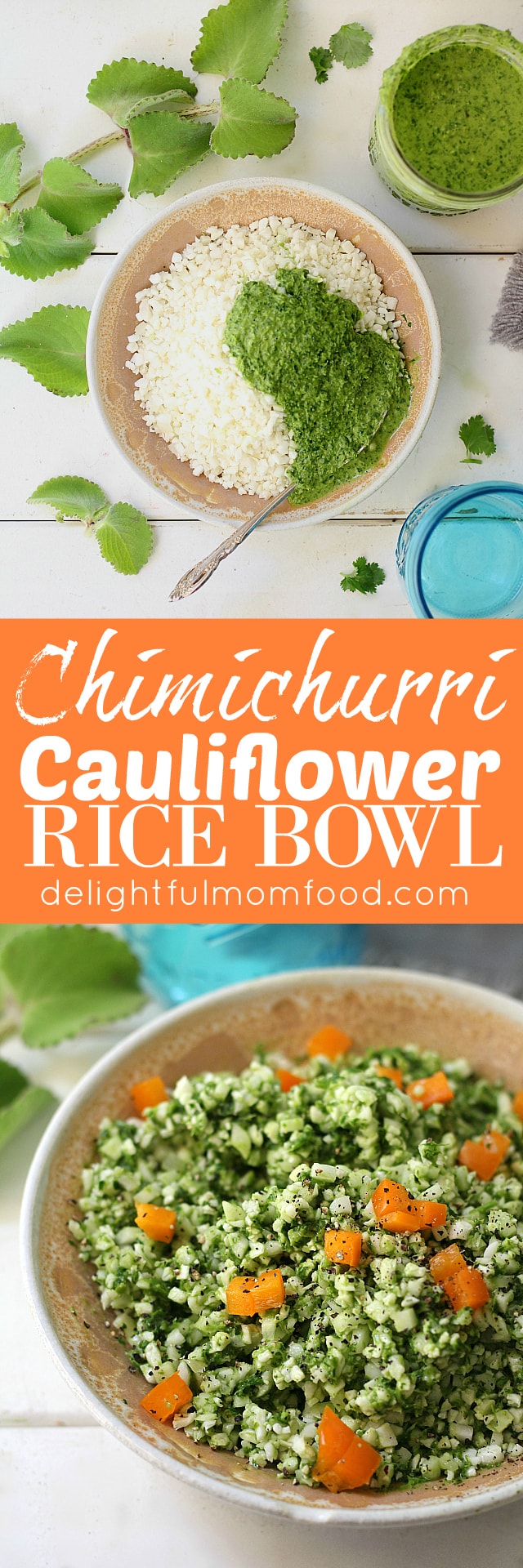 chimichurri cauliflower rice bowl
