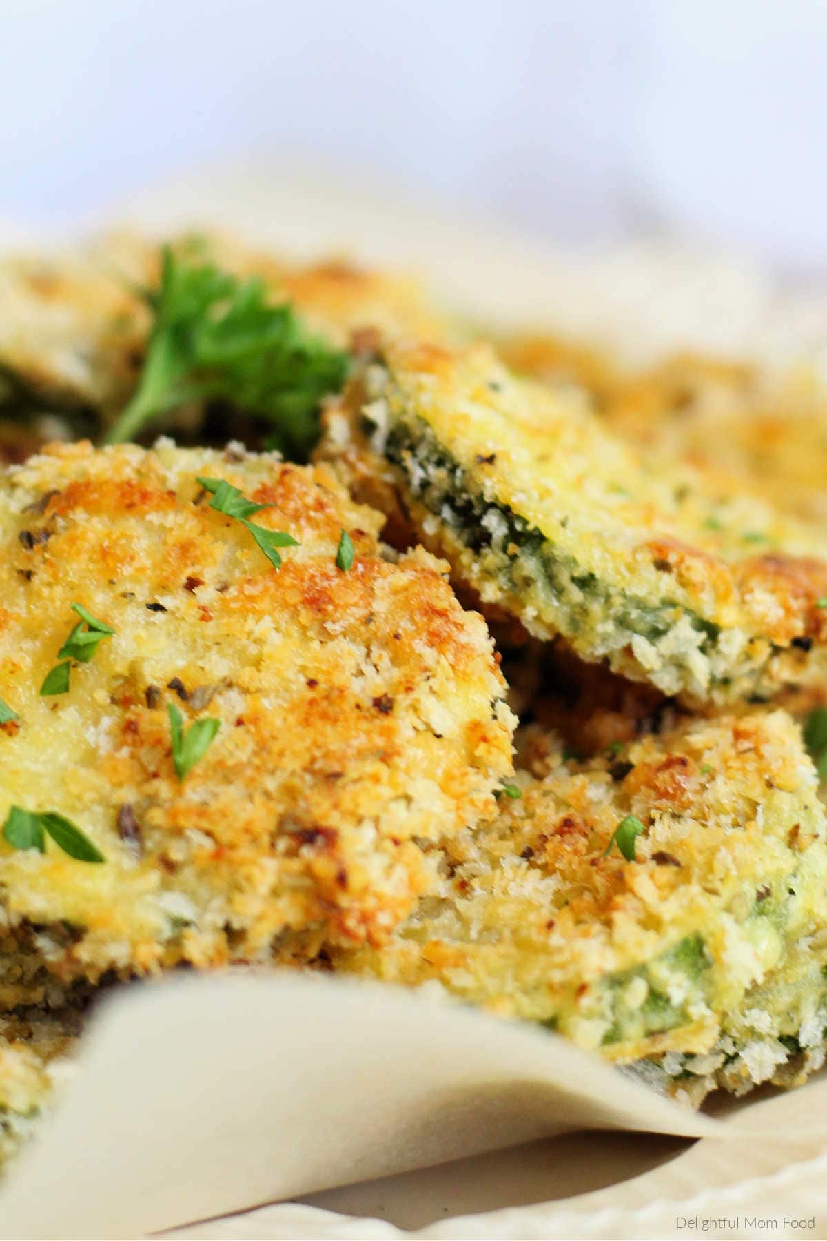 Parmesan zucchini chips sliced breaded and baked
