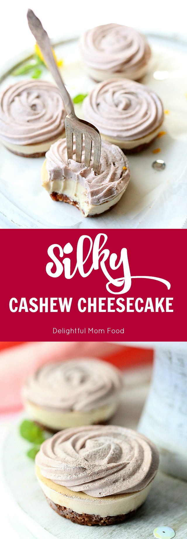 Vegan Cashew Cheesecake With Strawberry Rose Topping | Delightful Mom Food