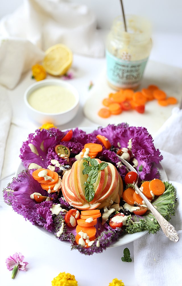 Savoy cabbage salad with tahini dressing | vegan | Delightful Mom Food