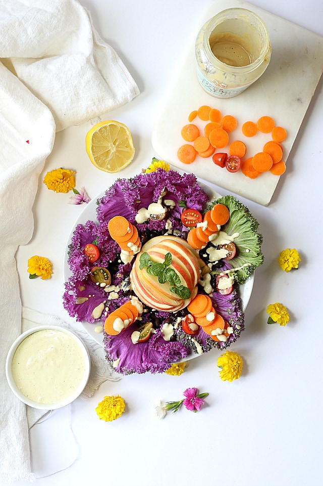 Savoy purple cabbage salad with tahini dressing | vegan | Delightful Mom Food