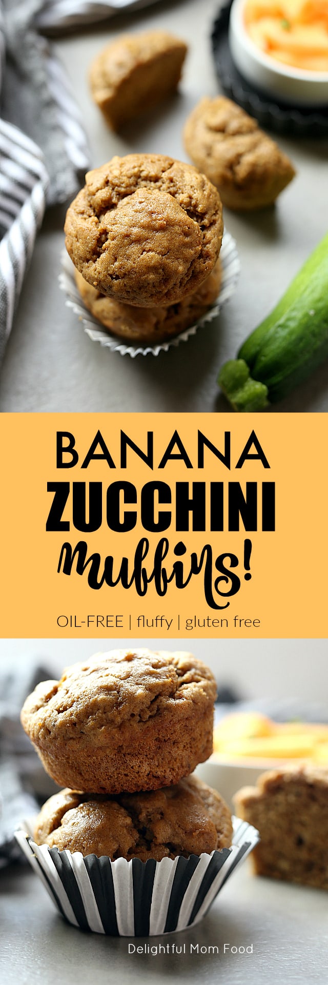 Best and healthy banana zucchini muffins! Gluten free, nut free, dairy free and no need to grate the zucchini. Just throw wet ingredients in the blender!
