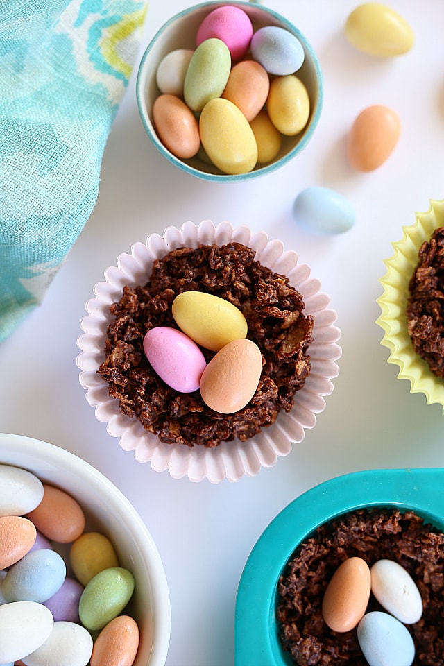 Chocolate Nests For Easter Made Out Of Gluten Free Corn Flakes Cereal