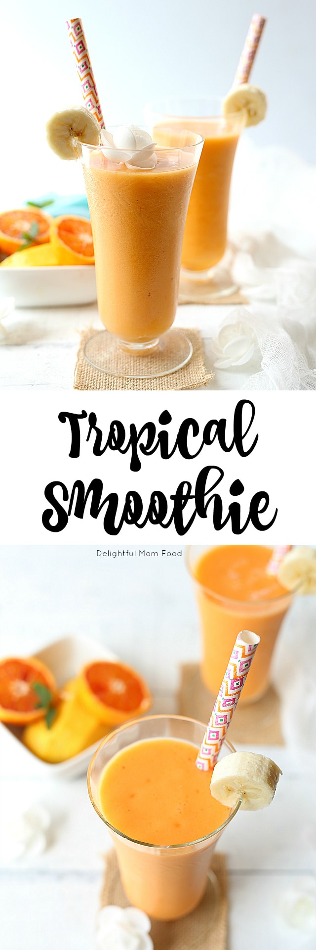 A tropical smoothie that will have you dreaming of being on an island by the sea! Made with carrots, pineapple, mango, banana, lime, blood oranges, turmeric and ginger. 