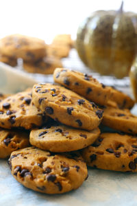 Pumpkin Chocolate Chip Cookies made gluten-free and dairy-free! These easy healthy cookies are incredibly easy and fluffy with savory notes of cinnamon, orange and vanilla spices to warm your taste buds this holiday season. 