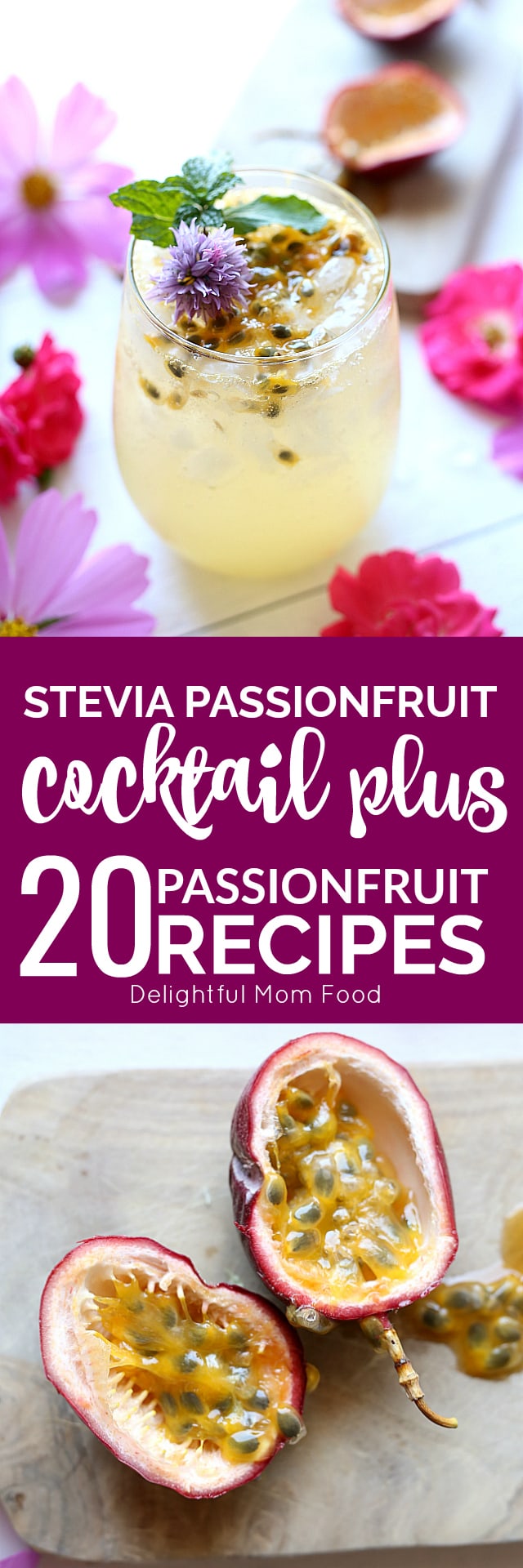Celebrate with a lovey low-sugar passion fruit cocktail! This sparkling tropical drink is lightly sweetened with Stevia and perfect with either vodka or tequila (or skip the booze all together)!