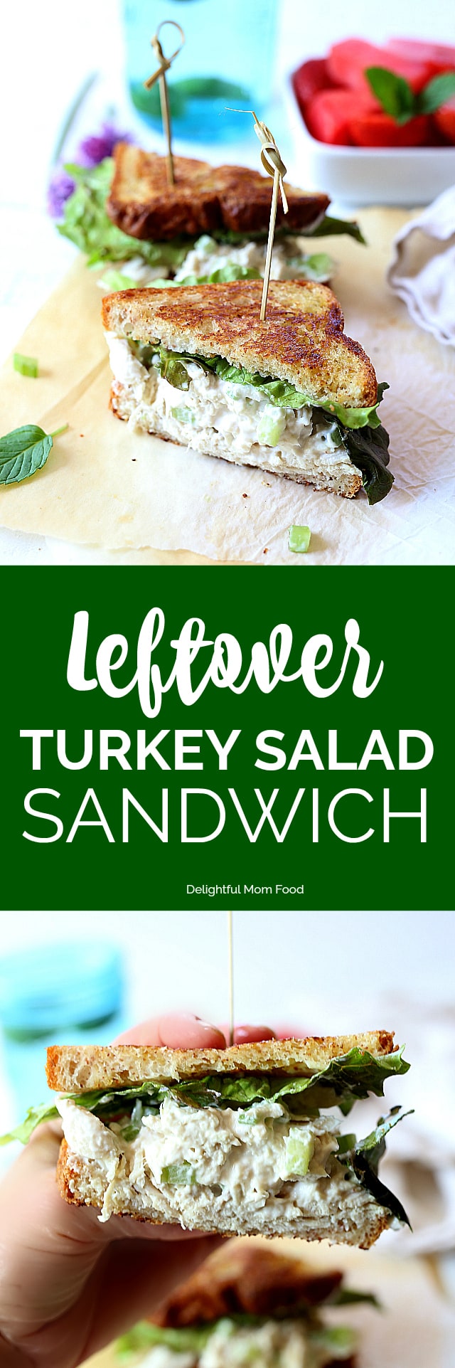 Healthy leftover turkey salad sandwich recipe to use up all that delicious turkey from Thanksgiving into lunches for the week! 