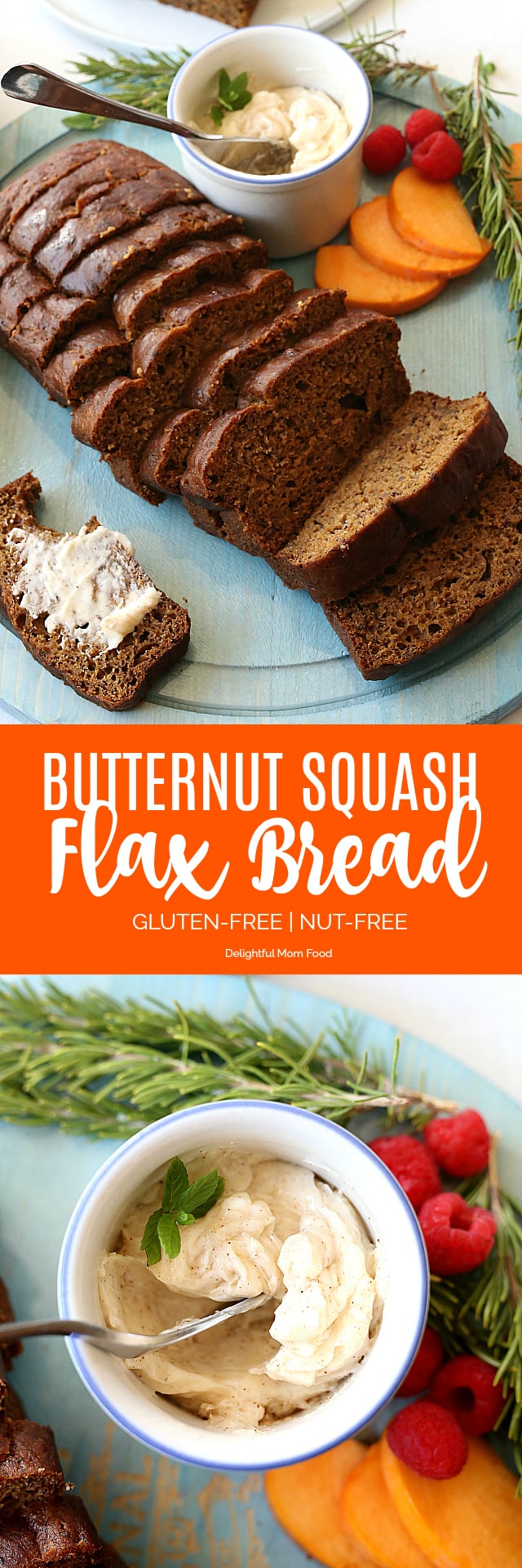 Butternut squash flax bread is so warm, moist and delicious without any dairy or added oils! A new healthy holiday favorite bread loaf to bring to the table!