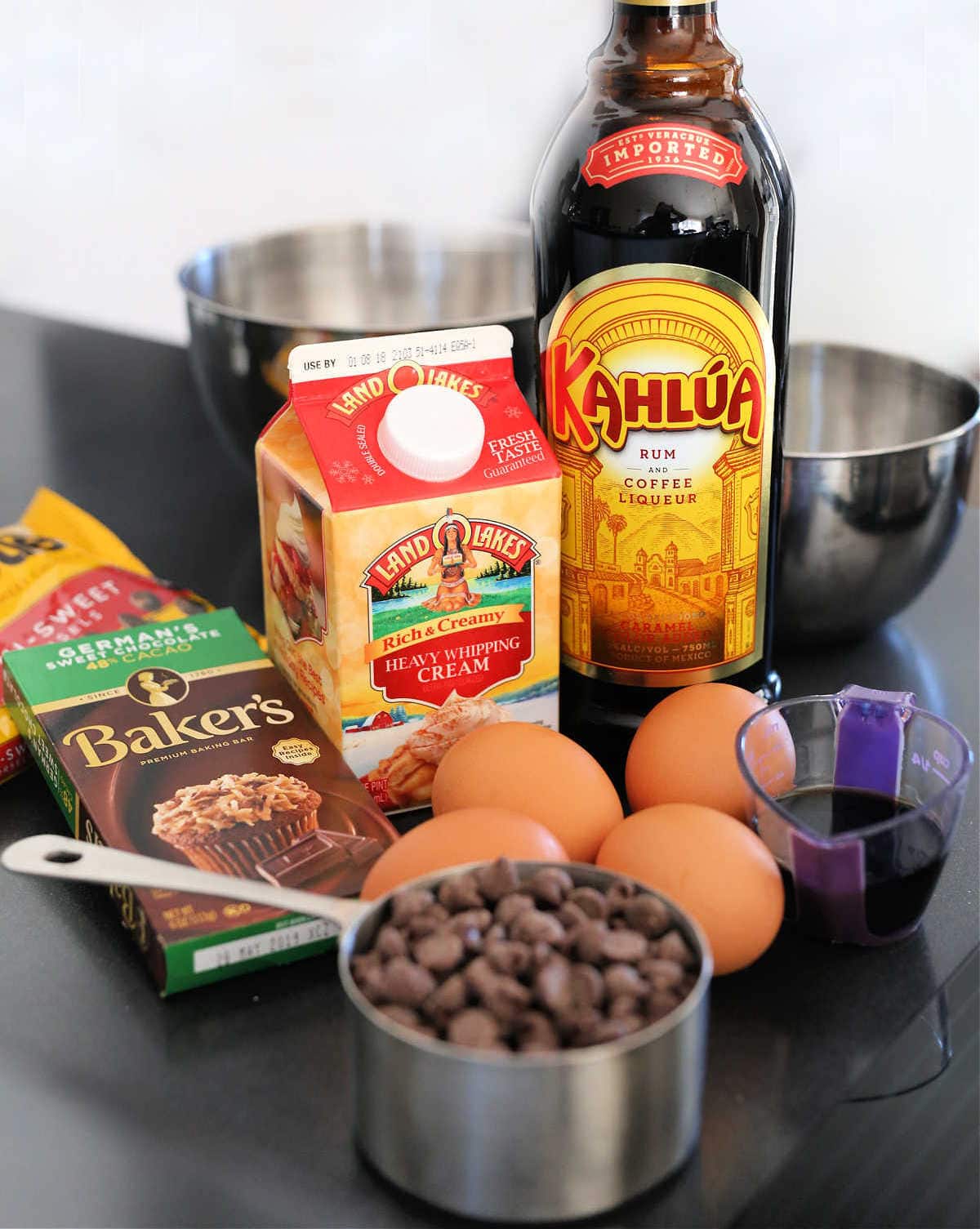 ingredients for a chocolate mousse recipe