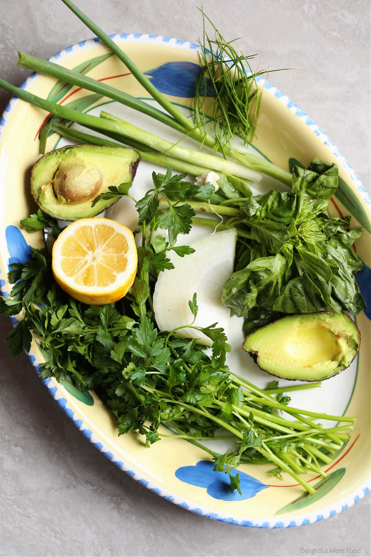 ingredients for avocado green goddess salad dressing