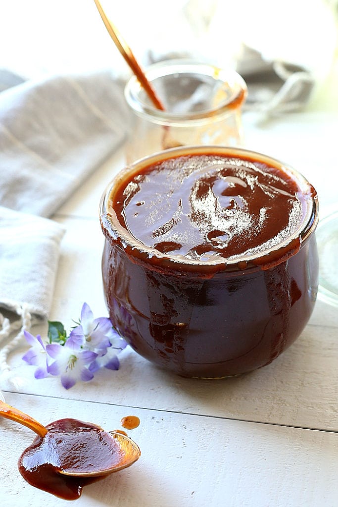 gluten free bbq sauce in a glass container