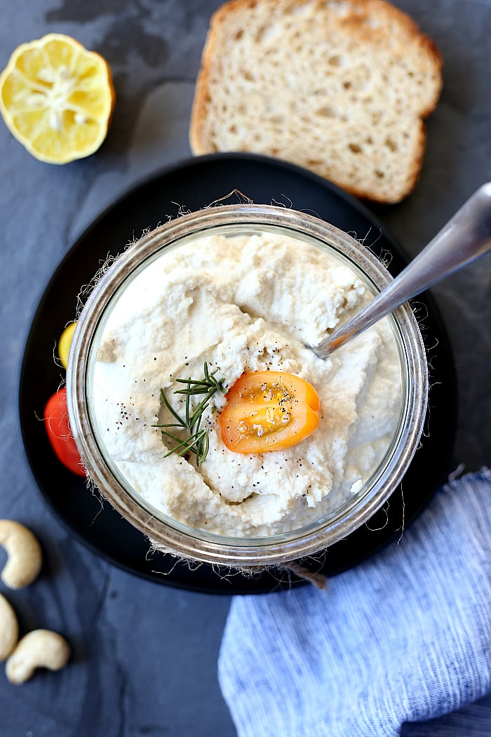 Vegan ricotta cheese is made with cashews or almonds and is perfect for a diary-free lifestyle! This cashew ricotta is incredibly creamy, delicious and perfect as a dip or in vegan lasagna! 