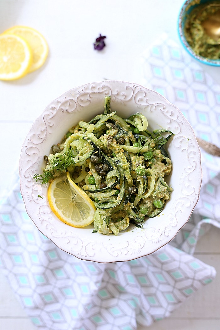 If you love cucumbers and dill you will love this healthy dill pesto cucumber noodle bowl recipe! Ready in as little as 10 minutes and so delicious you may want to make a double batch! It is vegan friendly, lighter and low carb. #cucumber #noodle #bowls #vegan #healthy #glutenfree #dill #pesto #healthy #easy #quick #maindish | Recipe at delightfulmomfood.com