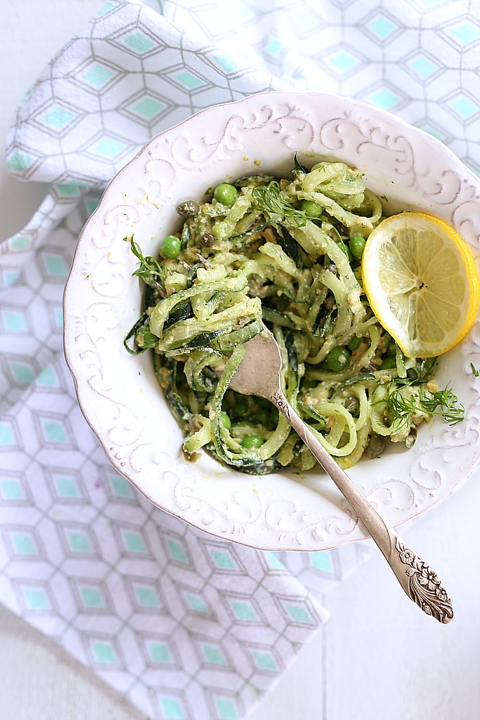 If you love cucumbers and dill you will love this healthy dill pesto cucumber noodle bowl recipe! Ready in as little as 10 minutes and so delicious you may want to make a double batch! It is vegan friendly, lighter and low carb. #cucumber #noodle #bowls #vegan #healthy #glutenfree #dill #pesto #healthy #easy #quick #maindish | Recipe at delightfulmomfood.com