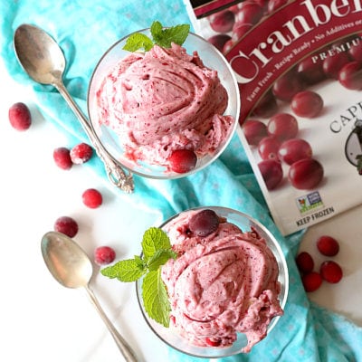 Healthy Cranberry Ice Cream With Butter Rum Chocolate Sauce (Vegan)
