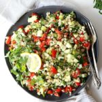 Tossed cauliflower rice tabbouleh salad