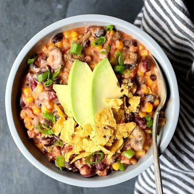 Creamy Taco Chili Soup (Vegetarian & Slow Cooker)
