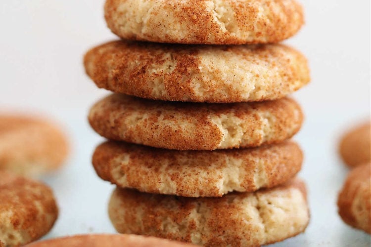 stack of healthy gluten free snickerdoodle cookies