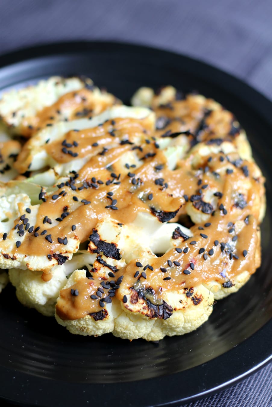 Grilled Ginger Cauliflower-Steakswith Tahini Sauce + 30 Vegetarian Dinners you need in your life stat! #vegetarian #dinners #lowcarb #glutenfree