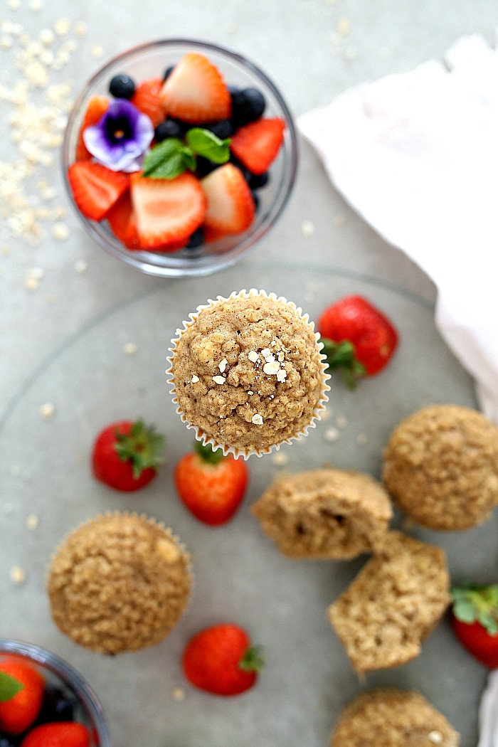 Morning oatmeal muffins are an easy gluten-free breakfast on-the-go! Not only will this oatmeal muffin recipe tantalize your taste buds, the oats will make your heart smile too! #oatmeal #muffins #muffin #recipe #glutenfree #breakfast #brunch #baked | Recipe at delightfulmomfood.com