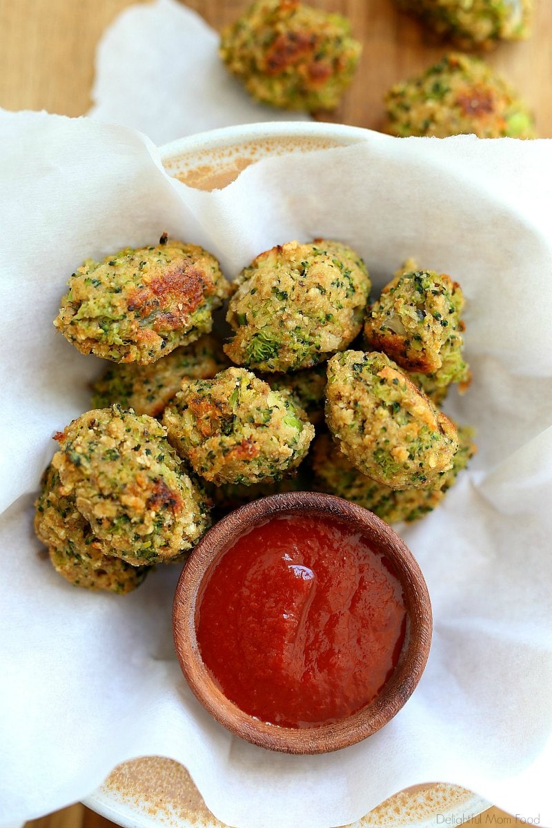Broccoli tots or “tater tots”, easily made with pantry and freezer ingredients! This broccoli tater tots recipe is a game changer for getting kids to eat vegetables in a fun way! They are crispy, delicious and so simple to make!  #broccolitots #broccolitatertotsrecipe #broccolitatertots #glutenfree #dairyfree #recipe #easy #kidfriendly #kidfood #healthy #healthysnacksforkids | Recipe at Delightful Mom Food