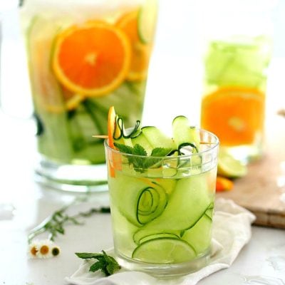 Cucumber Water with Orange, Lime, and Mint