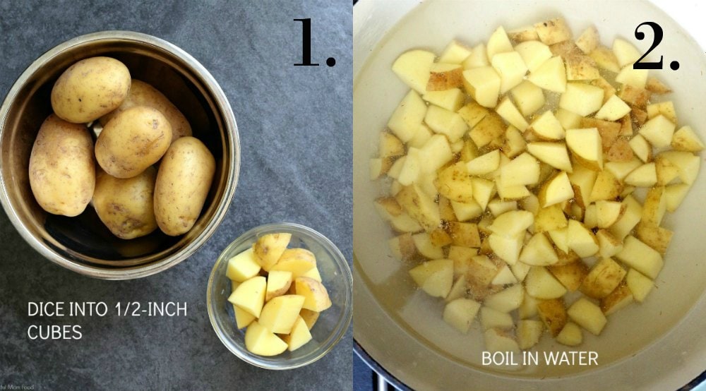 golden potatoes cut into cubes ready to boil