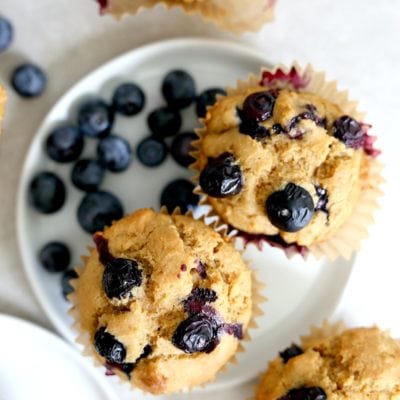 Freshly baked moist gluten free blueberry muffins