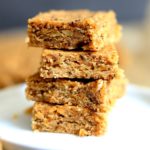 a stack of almond butter and chia seed bars