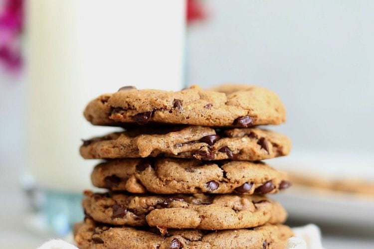 stack of paleo chocolate chip cookies
