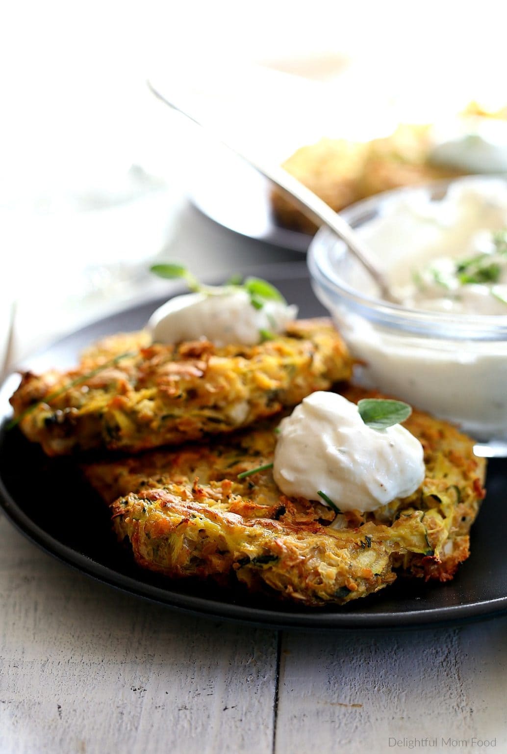 Zucchini Fritters (baked not fried!) - Delightful Mom Food