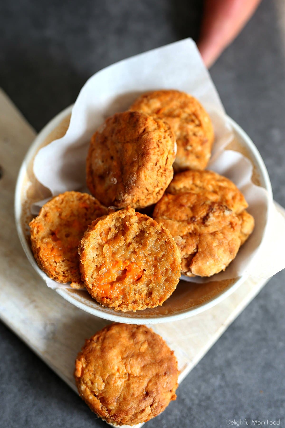 Vegan gluten-free biscuits made out of sweet potatoes.