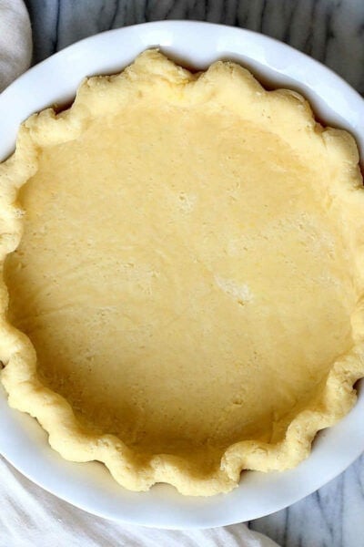 Best gluten-free pie crust in a pie dish.