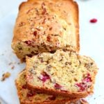 quick bread loaf of orange gluten-free cranberry nut bread