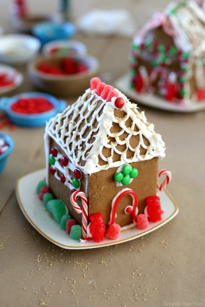 Decorated gluten-free gingerbread house