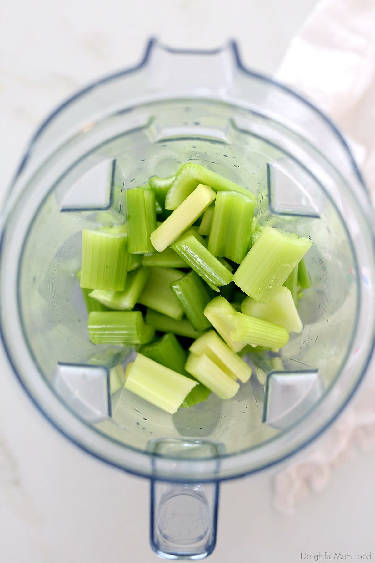 chopped celery in a vitamix blender