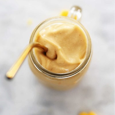 this jackfruit smoothie recipe is creamy vegan milkshake made with jackfruit banana and mango