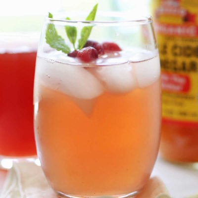 flat belly detox water with cranberry juice apple cider vinegar and lime juice