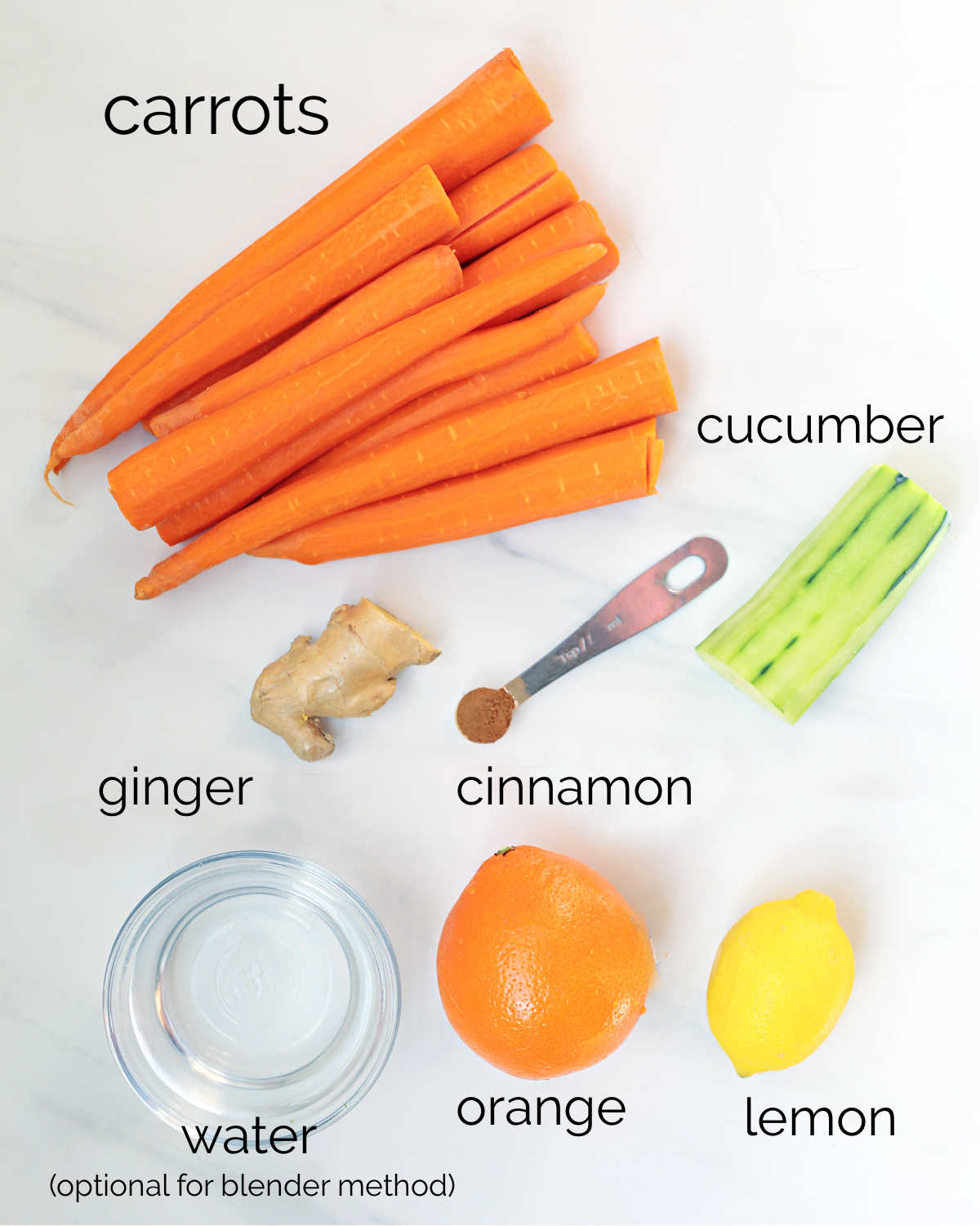 Ingredients to make carrot juice.