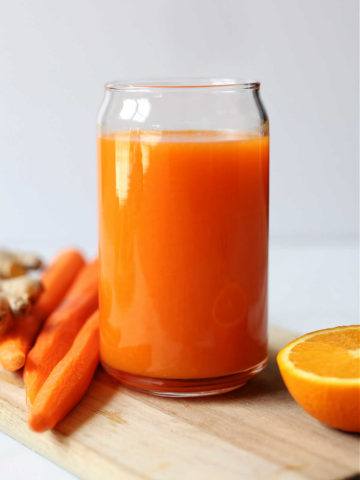 glass of cinnamon ginger carrot juice