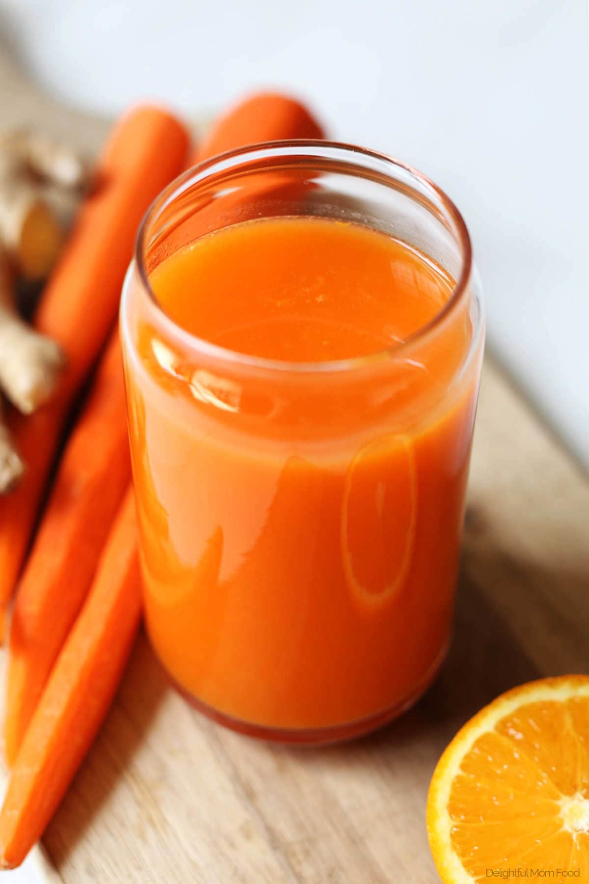 glass of fresh carrot ginger juice