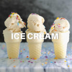 homemade ice cream scooped in ice cream cones