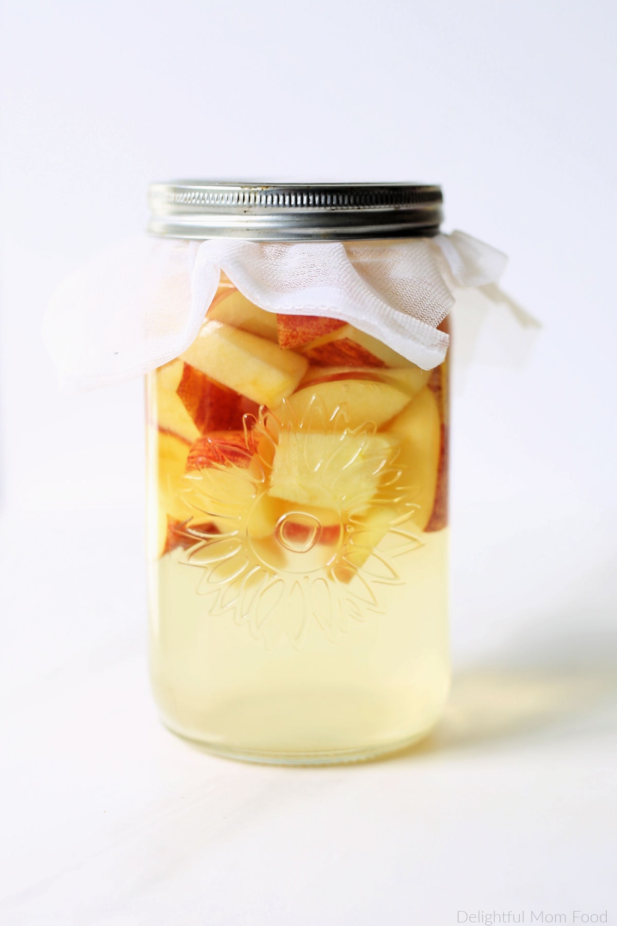 apples turning to hard apple cider to vinegar in a mason jar