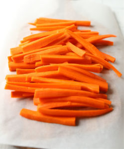 carrots sliced for baked fries