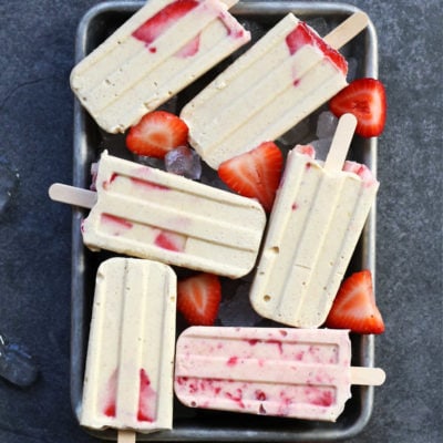 Cheesecake Popsicles With Strawberries, Honey, & Ginger